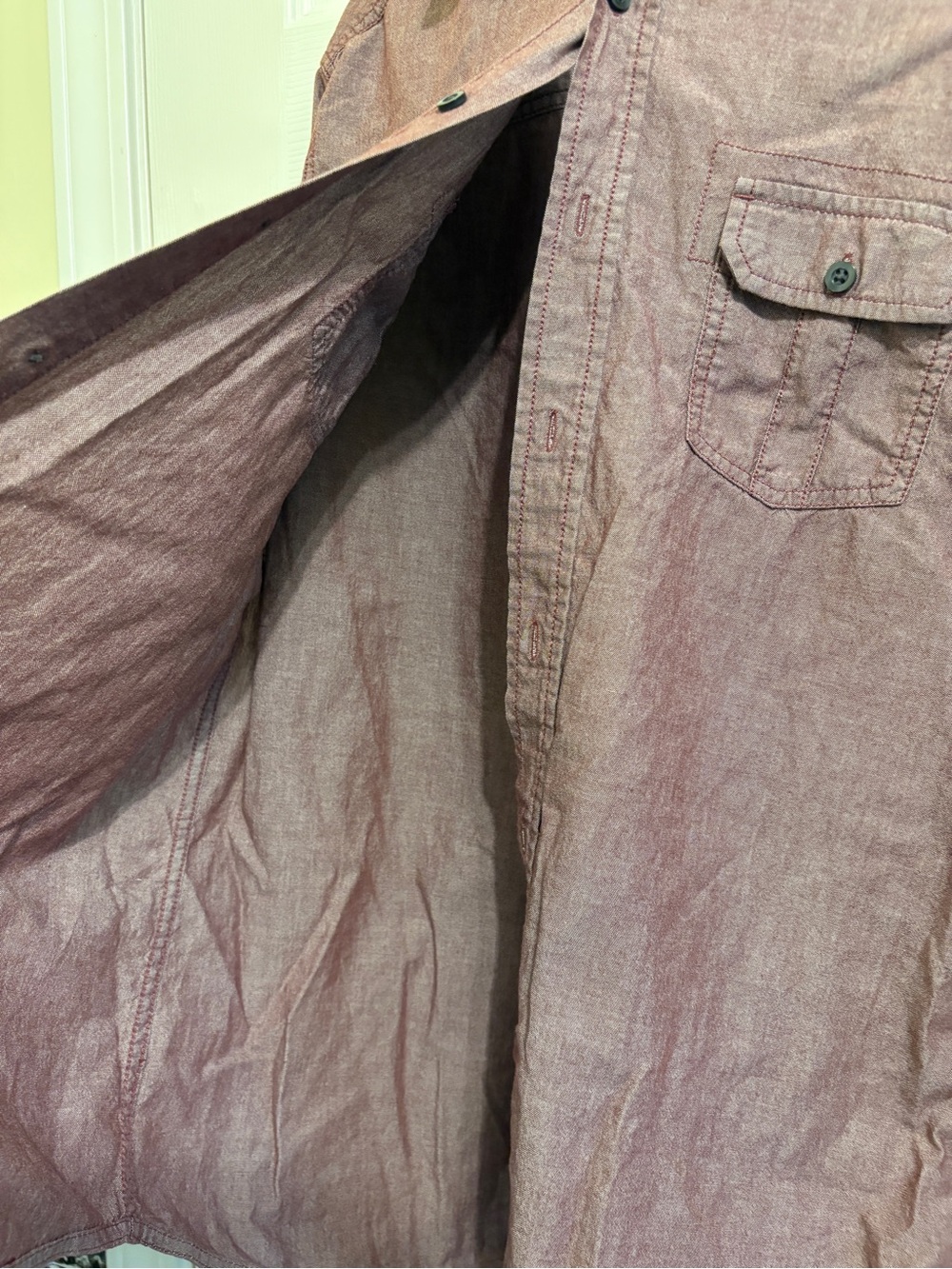 Red Camel Handcrafted Long Sleeve Button-Up Shirt in Heathered Burgundy Link New - Picture 5 of 16